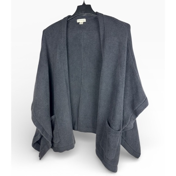 Sunday Citizen Pocket Poncho Wrap OSFM Charcoal Gray Chenille Loungewear Cozy - Picture 4 of 10